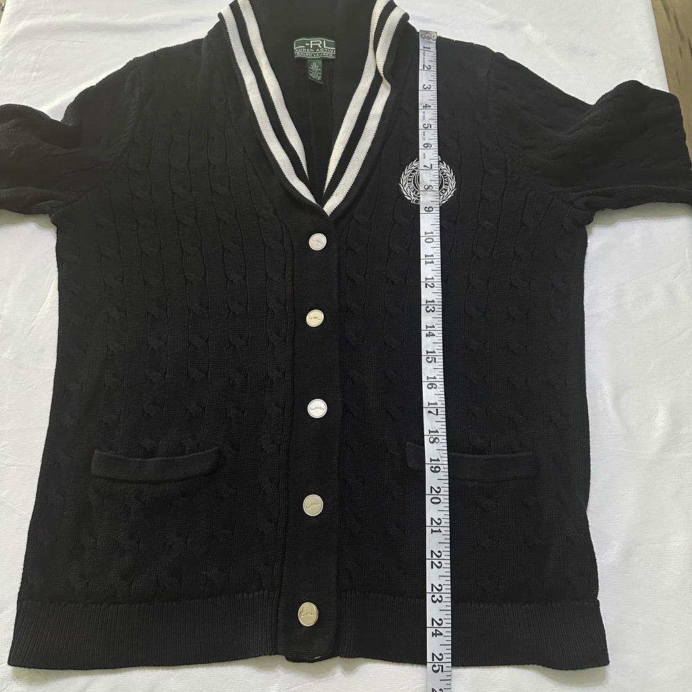 Ralph Lauren Active Cable Knit Shawl Collar Crest Cardigan XL Preppy Academia - Picture 7 of 12